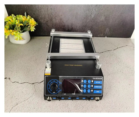 High Power Soldering Station With Hot Plate And Hot Air Gun 1350W BGA Rework Preheating Station in black, front view