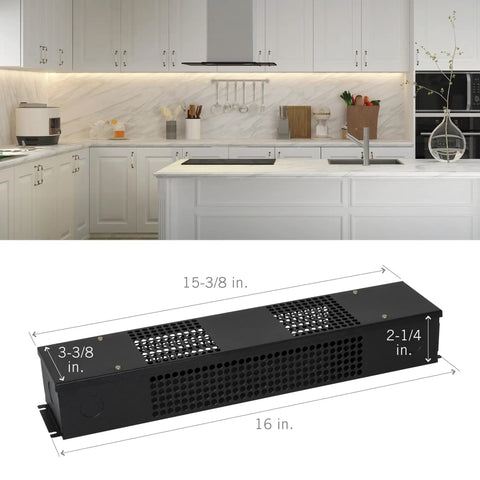 Rock Solid Large Power Supply Enclosure For Led Landscape Lighting Damp Rated Transformer Box in stylish kitchen setting, 16 x 2.25 x 3.38 in.