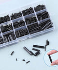 550 Piece Roll Pin Set With Storage Case For Diy Home Improvement And Auto Repair Slotted Hollow Roll Pins Made From 65Mn Steel With Black Oxide Finish Expansion Pins That Flush Install Includes Sizes M1.5 Through M6 in a clear storage box
