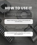 Illustration on using Must Have Medium Strength Thread Locker Gel Bundle With Blu Mol Xtreme Screwdriver Bit on metal threads.