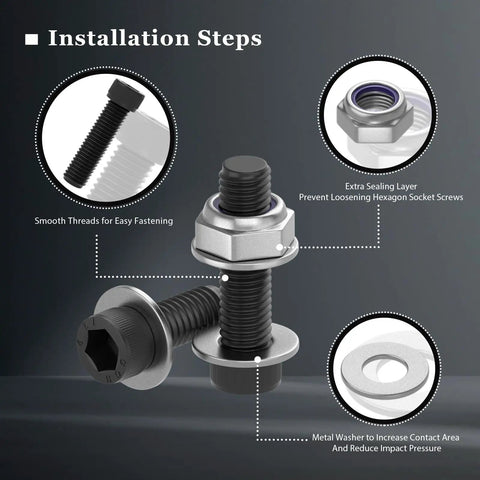 Bottom Mount Racing Seat Hardware Kit With Nuts Bolts And Washers Installation Steps Image