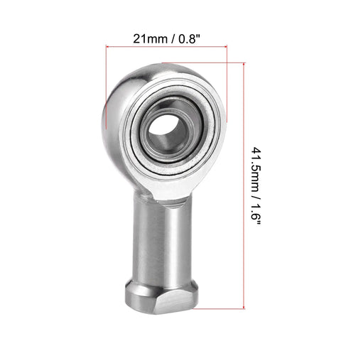 Rod End Bearings 6mm Bore M6x1 Right Hand Female Thread Stainless Steel 304 Ball Joint 2 Pack, 21mm x 41.5mm