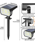 Outdoor Solar Lights IP68 Waterproof 56 LED Garden Path Spotlights With 3 Lighting Modes dimensions and features illustration