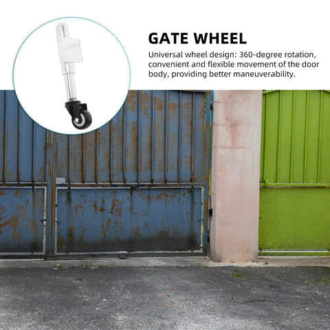 Top Shelf Premium Heavy Duty Gate Wheels With Spring Loaded Shock Absorption And Adjustable Height Casters For Smooth Rolling Metal Yard Gates Quick Install, featuring 360-degree rotating wheel design.