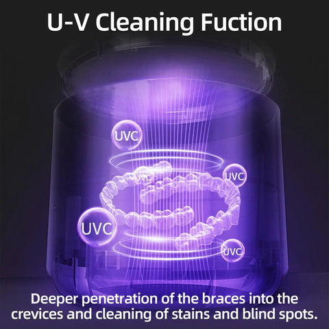 Pro Grade Retainer And Dental Appliance Ultrasonic Cleaner With Three Cleaning Modes 42000 Hz High Frequency Cleaning 20W Power 230 ml Tank White YKL At Home, UVC cleaning of clear retainers