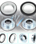 Front view collage: YzusGomumu front axle knuckle vacuum shaft seal kit with metal and rubber outer seals, 4-pack