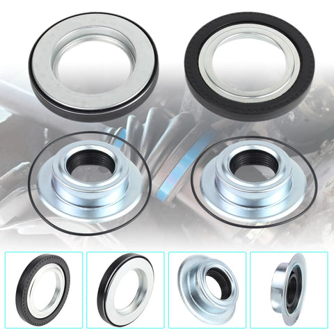 Front view collage: YzusGomumu front axle knuckle vacuum shaft seal kit with metal and rubber outer seals, 4-pack