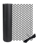 Black Plastic Wire Mesh Roll 15.7In By 10Ft Chicken Wire Fence For Poultry, Garden Barrier, Balcony Guard with 20 Zip Ties
