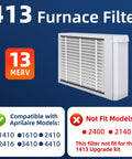 2 Pack Replacement Air Filters MERV 13 16x28x4 Actual Size Fits HVAC Furnaces and Air Purifiers Models 4400 3413 3D view