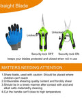 5 Pack Pruning Shears With Gloves Garden Clippers Handheld Straight Stainless Steel Snips illustration of lock mechanism and glove