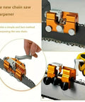 Portable Hand Crank Chainsaw Sharpening Tool With Five Titanium Diamond Bits for quick sharpening on chainsaw bar