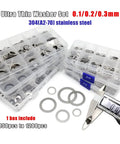 Pro Grade Ultrathin Flat Washer Set M3 To M20 600 Pieces 0.2mm Stainless Steel 304 A2-70 Shim Gasket Kit Box in organizer case