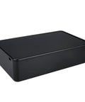 Five Pack Black ABS Plastic Project Box Sturdy Electronics Enclosure showing a black rectangular enclosure for circuits.
