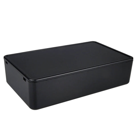 Five Pack Black ABS Plastic Project Box Sturdy Electronics Enclosure showing a black rectangular enclosure for circuits.