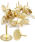 Slick Daisies Antique Gold Upholstery Tacks And 100 Piece Bronze Flat Head Nails With Rust Proof Finish To Freshen Up Your Couches Chairs For A Killer Weekend Refresh And Easy Cabinet Upgrade Journey, 11mm diameter.