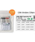 Packaging of 1206 SMD Capacitor Kit With 16 Values 320 PCS 10pF To 22uF 10V To 50V MLCC Ceramic Assortment For DIY Electronics Projects