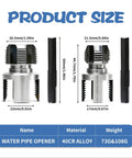 2-In-1 Internal And External Pipe Threader For Home Plumbing With One Half Inch And Three Quarter Inch Dies PVC Pipe Thread Cutter For Electric Drill DIY Repairs And Quick No Fuss Home Plumbing Projects with dimensions and material details