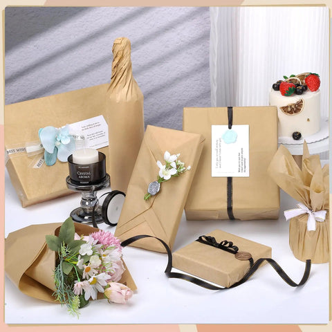 Brown Kraft Tissue Paper Bulk Pack 160 Sheets 20 By 14 Inches Wrapping Paper For Gift Bags Rustic Gift Packaging For Weddings Graduations Parties And Arts And Crafts used for gift wrapping in various styles