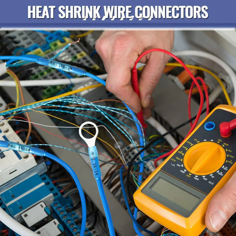 Marine Grade Heat Shrink Wire Connector Kit With Tinned Red Copper For Boat Wiring in use with testing equipment