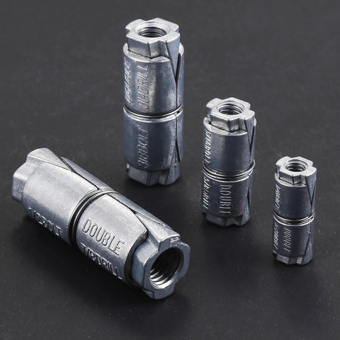 25 Pack Double Expansion Shield Anchors For Masonry And Concrete Zinc Plated With One Quarter Inch Internal Thread And One Half Inch Outer Diameter Hollow Two Piece Shield Anchors For Masonry Screws Or Bolts In Brick Or Block