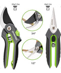 Two Pack Garden Pruning Shears Kit With Eight Inch Bypass Pruner And Six And A Quarter Inch Straight Tip Pruner on display