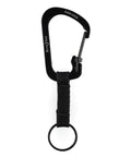 SlideLock Aluminum Locking Carabiner Key Ring With Nylon Strap, Heavy Duty Key Holder, black color, 3-25 lb load capacity