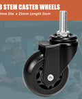 Top Shelf Heavy Duty 6 Pack 2.5 Inch Replacement Caster Wheels For Mechanic Creepers Rollers And Shop Stools Smooth Swivel Zero Noise Garage Ready Freakin Badass Hardware showing M8 stem caster wheel.