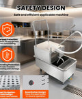 Commercial 550W Stainless Steel Fryer Filter Machine With 55L Oil Filtration System and safety features in a kitchen setting.