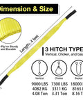 Heavy Duty 3 Inch By 4 Foot Nylon Flat Eye Lifting Sling Strap With Three Hitches In One Two Ply Polyester 9000 Lb Vertical 7300 Lb Choker 18000 Lb Basket Capacity For Engine Hoist Crane And Forklift, 4 feet
