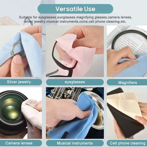 CONLI microfiber cleaning cloths, 20x20 cm suede-like, lint-free for eyeglasses, lenses, phones (12-pack)