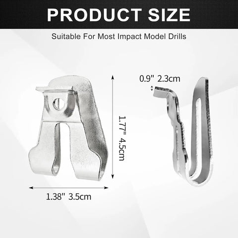 Product dimensions for 4 Pack Belt Hook Replacement Clips With Screws 636181001 633586002 For 18V Cordless Tools.