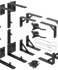 Beefy Heavy Duty Anti Sag Gate Kit With Gate Latch 120 Pound Capacity Twin Pack Triangular Steel Frame Bracket Set components displayed