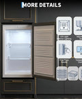 3.1 Cu Ft Upright Freezer With Sleek Stainless Steel Finish, Single Door Freestanding Design Saves Space, Mechanical Thermostat Keeps Things Chilled, Adjustable Shelves Make Organization A Breeze, Perfect For Loading Up On Meat And Ice Cream, interior view with LED light, adjustable foot and controls.