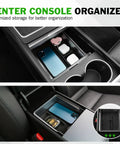 9-Piece Center Console Organizer Set For Tesla Model Y Juniper 2026 With Anti-Slip Wireless Charging Pad and Cup Holder Inserts
