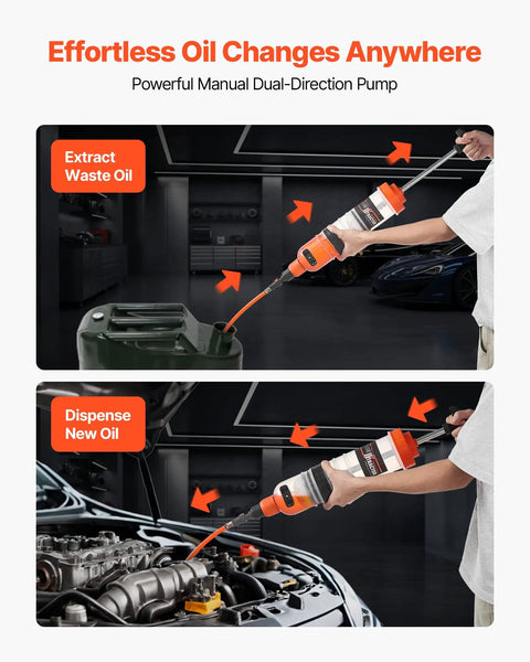 Straight Up No Drip Manual Fluid Extractor With A Legit 1500Cc Tank in use pulling and dispensing oil for vehicles
