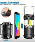 Ultra Bright 350 Lumen LED Camping Lanterns Pack Of 4 Battery Powered Waterproof and compact design next to smartphone for scale