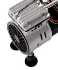 Heavy Duty Dual Cylinder Oil Free Vacuum Pump With Slick 110V Copper Motor 1440RPM showing motor and cooling fins.