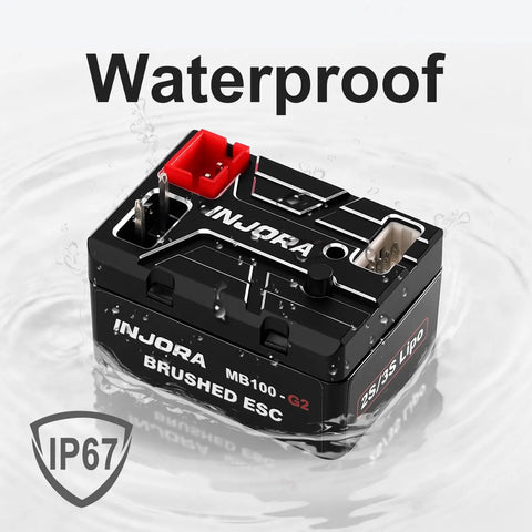 40A Brushed ESC For 1/24 And 1/18 RC Crawlers With IP67 Waterproof surface view showing waterproof feature in water.