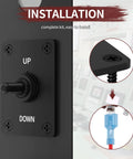 Installation of Momentary 3 Position Toggle Switch 12V DC 30A SPDT Waterproof with up-down panel mount cap