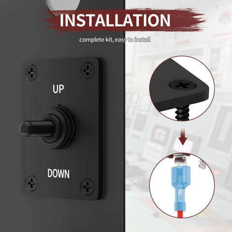 Installation of Momentary 3 Position Toggle Switch 12V DC 30A SPDT Waterproof with up-down panel mount cap
