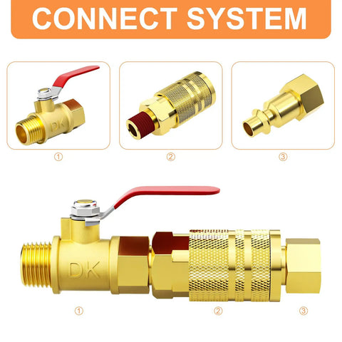 Six Pack 1/4 Inch Brass Mini Ball Valve With Red Lever Shut Off Valve for hydronic heating and liquid distribution