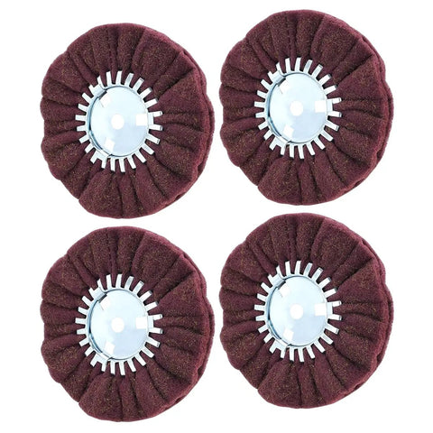 4-pack of 8 Inch Nonwoven Airway Satin Buffing Wheel Set For Angle Grinder 5 Eighths Arbor Hole For Polishing Aluminum And Stainless Steel