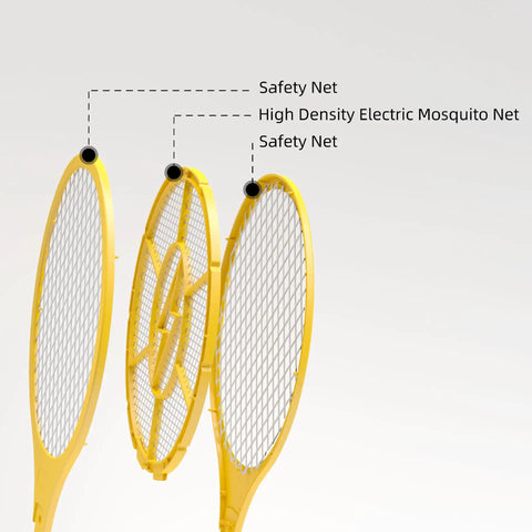 Two Pack Electric Fly Swatter Set Yellow High Voltage Bug Zapper with Safety Mesh for Indoor and Outdoor Use