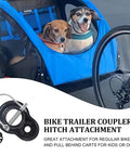 Universal Bike Trailer Coupler Hitch Attachment for Flat and Angled Mounts securing a dog trailer to bicycle, includes washer