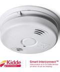 Dual Hazard Smoke And Carbon Monoxide Detector With Voice Warning Hardwired Setup And Ten Year Sealed Lithium Battery Backup Interconnectable Network in white, shown with interconnect feature.