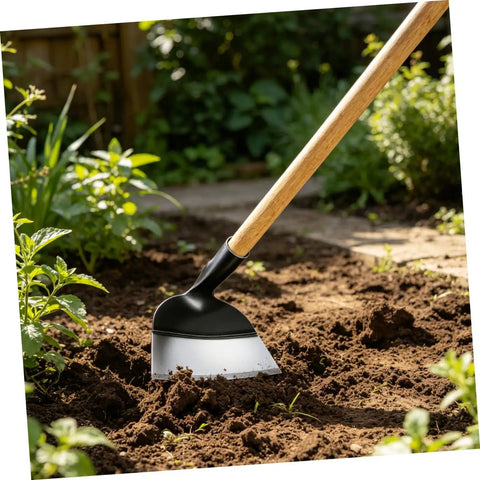 Heavy Duty Garden Hoe For Weeding With Steel Construction used in backyard soil clearing