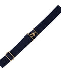 Equestrian Elastic Belt For Women Two Piece Riding Belt Set With Gold Surcingle And Silver Bit Buckle Dark Blue Adjustable Waist Belt