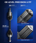 Front Driver Side CV Axle Shaft Straight Bolt On Replacement For Toyota Corolla And Pontiac Models showing input/output shaft splines.
