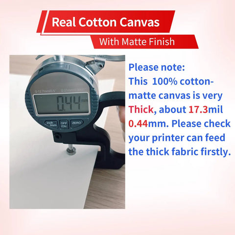 Measuring thickness of Heavyweight 350 GSM Printable Cotton Canvas Sheets For Inkjet Printers 8.5x11 Inch 20 Sheets Matte Finish