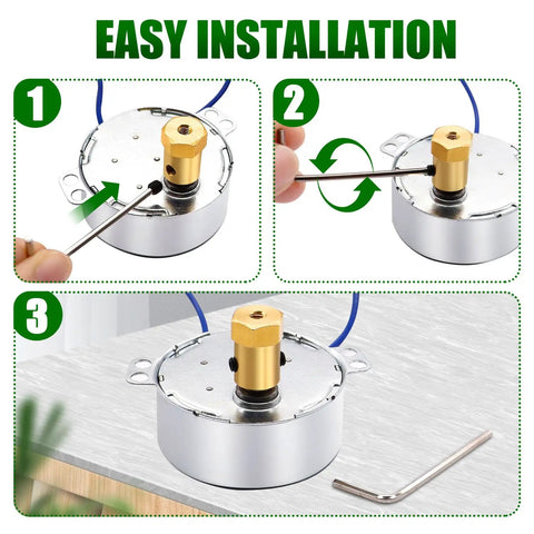 Easy installation of Synchronous Cup Turner Motor 2.5 To 3 RPM AC 100 To 127V 50 60 Hz 4W Reversible CCW CW With 7mm Flexible Coupling For Cup Turner Rotator Low Noise Durable Mini Motor Workhorse For Nonstop Cup Decorating